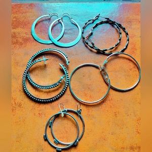 Lot of Silver Hoop Earrings